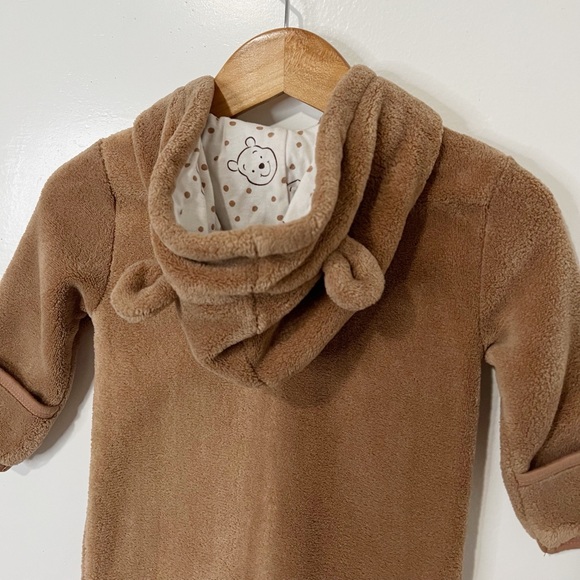 Disney Baby Winnie The Pooh Brown Fleece Onesie Size 6-9 Months - Picture 4 of 6